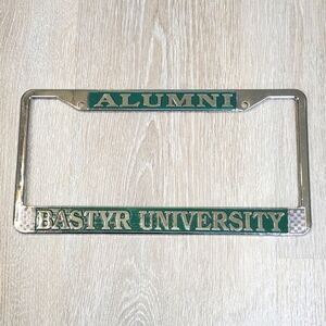 Bastyr University Silver Tone Metal & Green  License Plate Cover